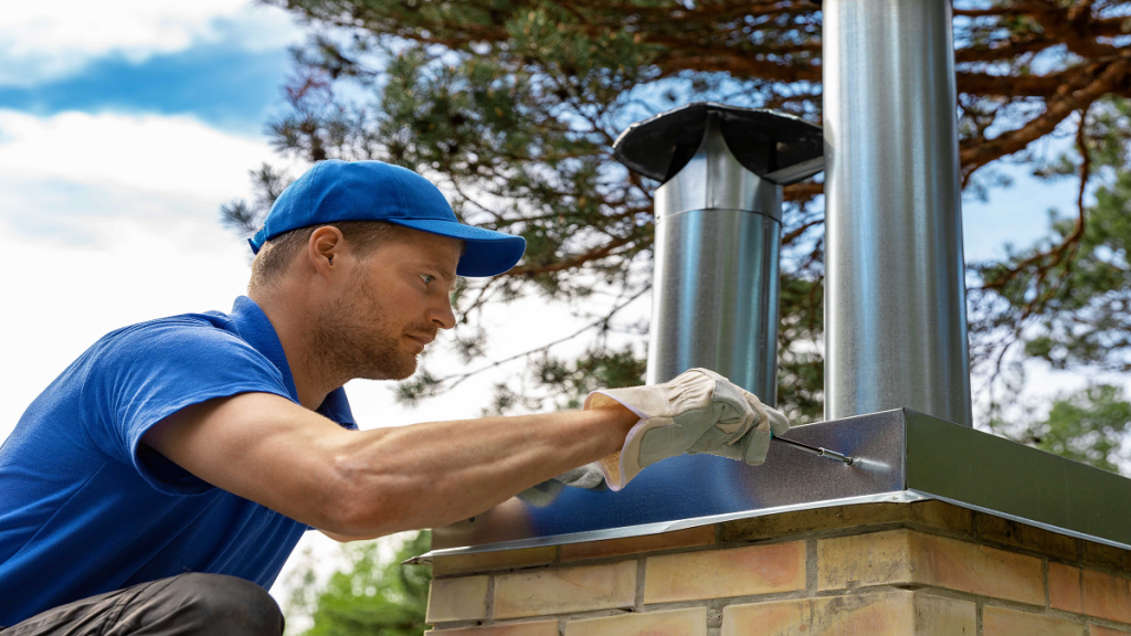 Metal chimney flue cleaning process by Chimney Care Service in Oakland, Berkeley, and San Francisco.